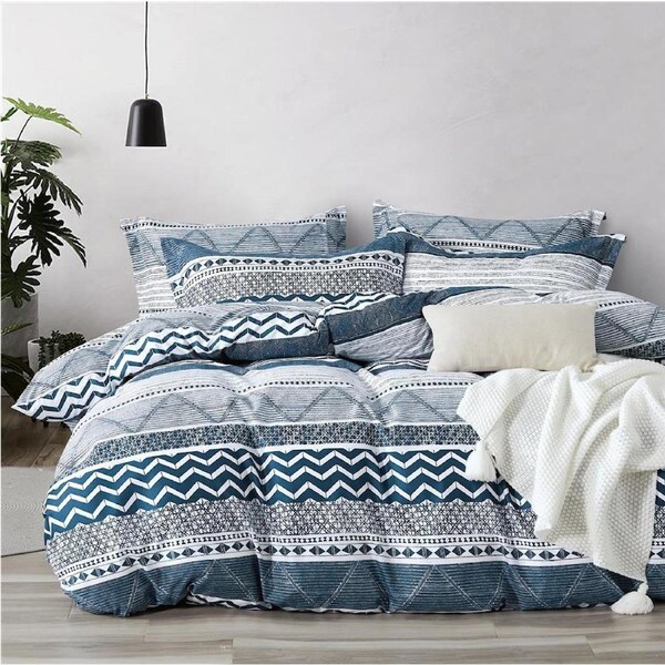 Blue Waves Design Soft Quilt/Duvet/Doona Cover Set King