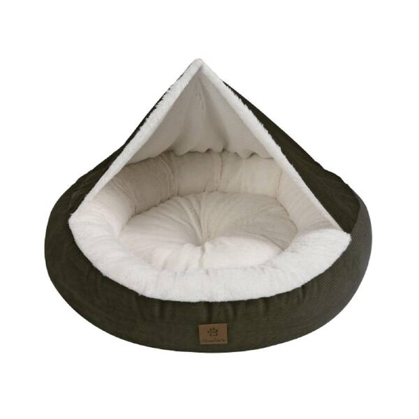 Hooded Corduroy Snookie Pet Nest (Olive) - Medium