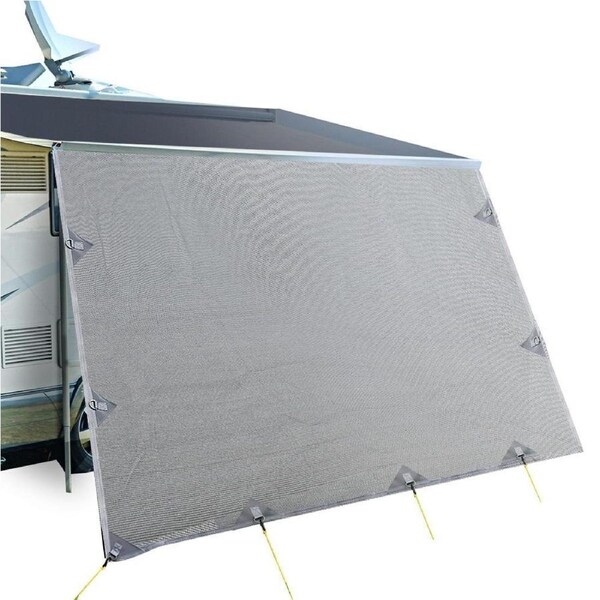 Caravan Awning Privacy Screen 4.9x1.95m UV Shade Side Wall Grey with Carry Bag