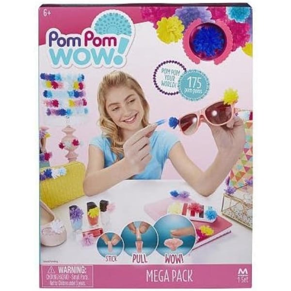 Pom Pom Wow Mega Pack Craft Set with 175 Pom Poms in 10 Bright Colors for Kids