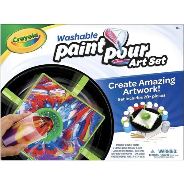 Crayola Washable Paint and Pour Art Set Tie Dye Marble Painting Kit for Kids 6+
