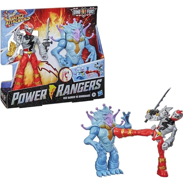 Power Rangers Dino Fury Battle Attackers Red Ranger vs Doomsnake Action Figure ?4+