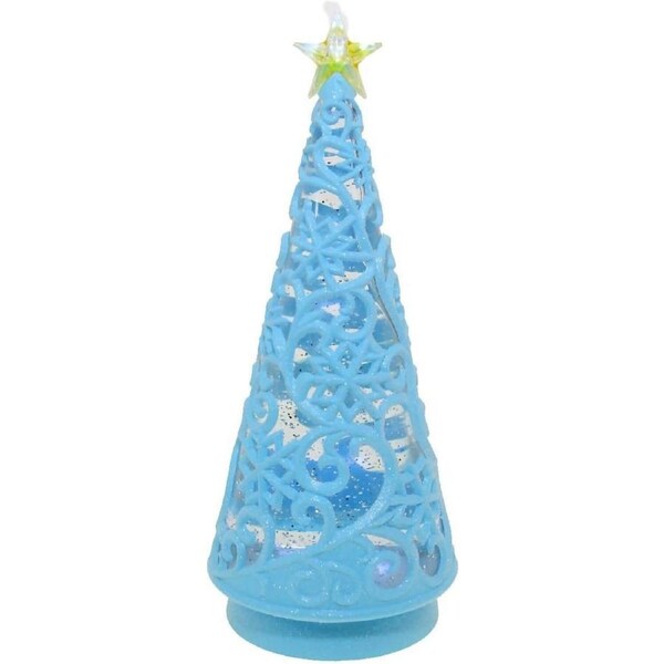Cotton Candy - Christmas Tree Blue 30cm LED Lantern with Glitter Motion - Xmas