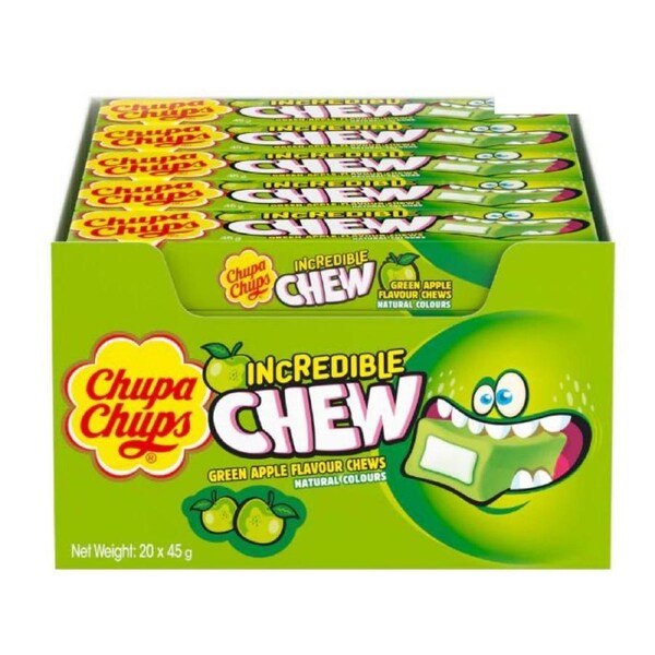Chupa Chups Incredible Chew Green Apple 45g x 20 Packs