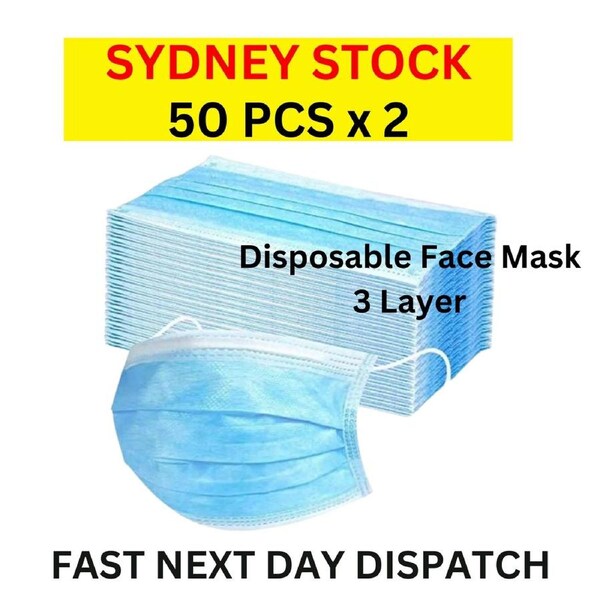 Disposable Face Mask 100 Pcs Protective Masks 3 Layer Filter General Use