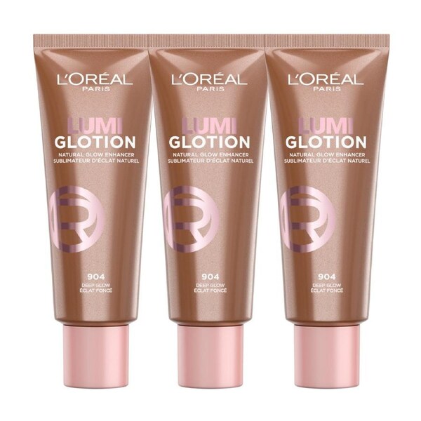 3 x L'Oreal Paris Lumi Glotion Natural Glow Enhancer 40mL - 904 Deep Glow
