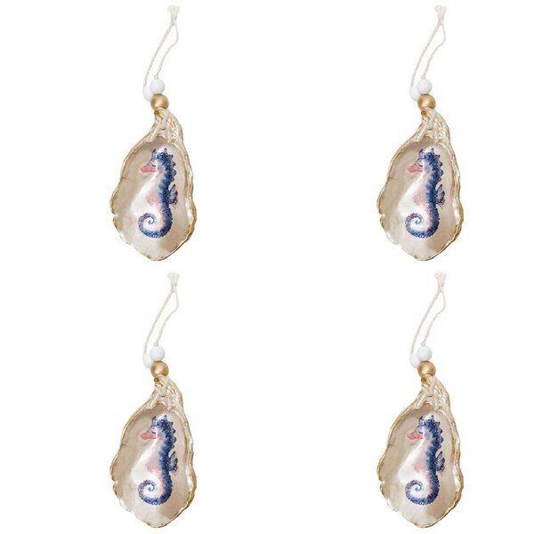 4PK Urban Jellyfish/Seahorse Shell Hanging Christmas Decoration Purple Assorted