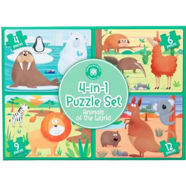 Learning Can Be Fun - 4-in-1 Puzzle Set: Animals of the World