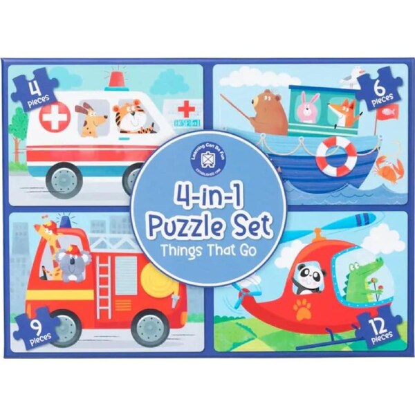 Learning Can Be Fun - 4-in-1 Puzzle Set: Things That Go
