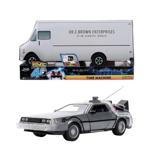 Back to the Future 2 DeLorean Time Machine 1:24 Scale Diecast Vehicle with Truck Box