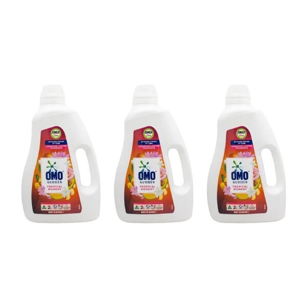 3PK Omo Liquid Laundry Detergent Soap Tropical Moment 2L Stain Remover