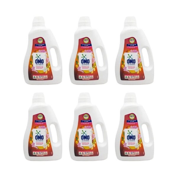 6PK Omo Liquid Laundry Detergent Soap Tropical Moment 2L Stain Remover