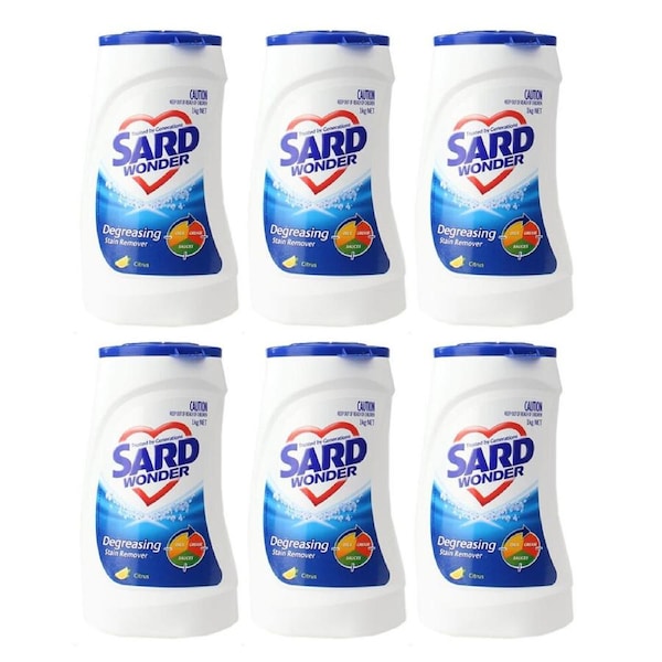 6PK Sard Wonder Degreasing Laundry Powder Soap Citrus 1kg Stain Remover