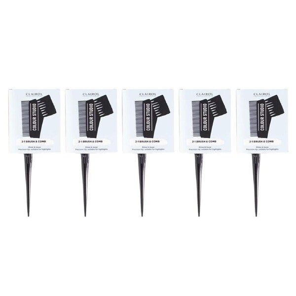 5PK Clairol Professional Colour Studio 2-1 Hair Styling Brush Comb Black