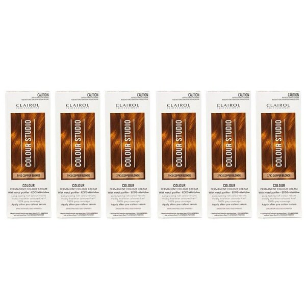 6PK Clairol Professional Permanent Hair Colour Cream 7/43 Copper Blonde Dye