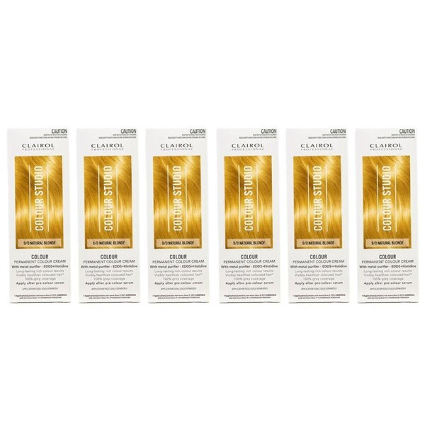 6PK Clairol Professional Permanent Hair Colour Cream 9/0 Natural Blonde Dye