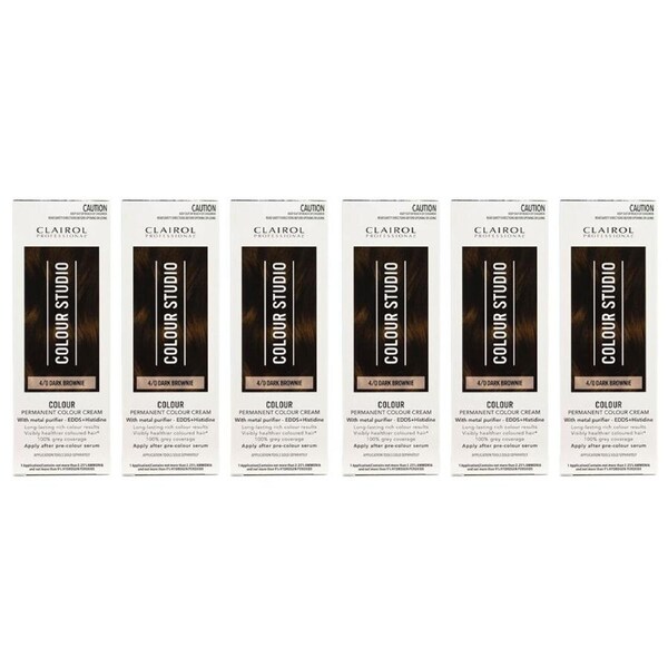 6PK Clairol Professional Permanent Hair Colour Cream 4/0 Dark Brownie Dye