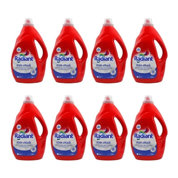 8PK Radiant Front & Top Loader Stain Attack Laundry Liquid Detergent 1.8L