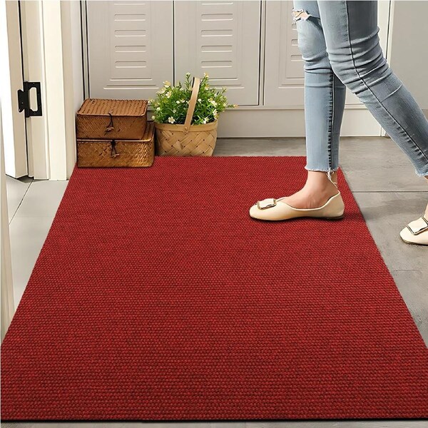 Marlow Door Mat 305cm x 90cm Hallway Runner Rug - Pineapple Pattern, Red