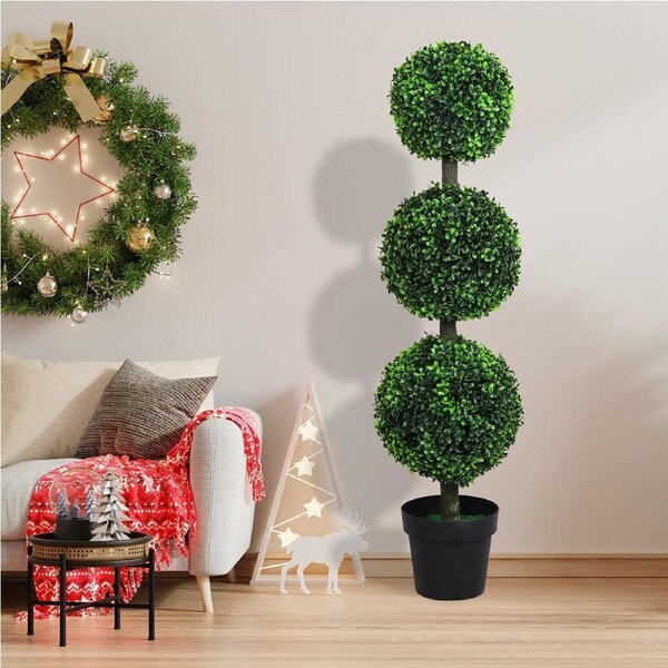 112cm Lambu Triple Ball Boxwood Topiary