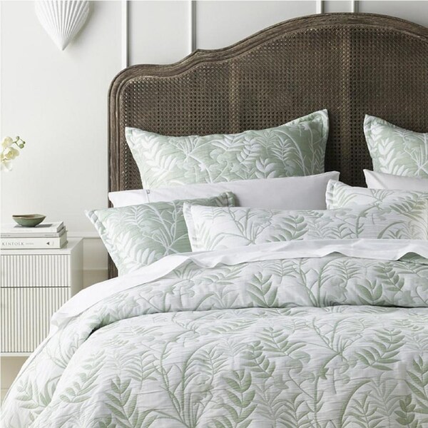 Bianca Eden Polyester Bedspread w/ Pillowcase Home Bedding Set Sage Double