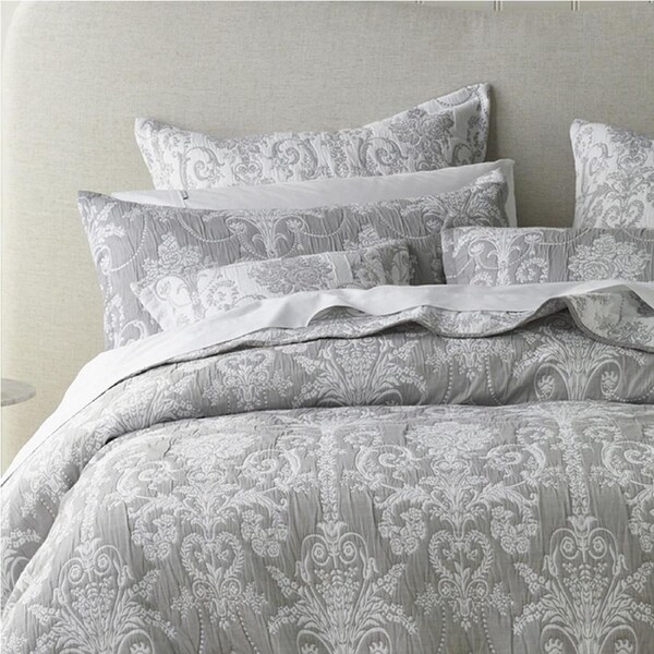 Bianca Olivia Grey Coverlet w/ 2 Pillowcases Set Queen