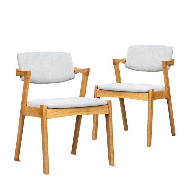 1 Set of 2 Dining Chairs Comfy Armchairs Accent Chair Kitchen Lounge Cafe Velvet Seats Backrest -Natural Grey