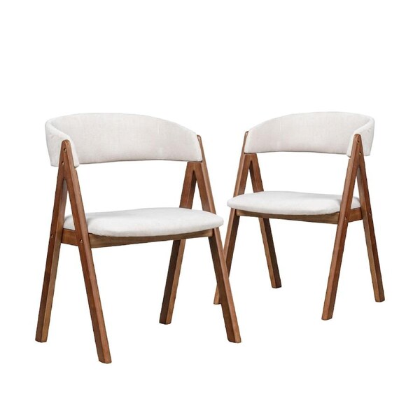 Set of 2 Modern Dining Chairs Kitchen Cafe Side Chair Accent Lounge Chair -Walnut Beige