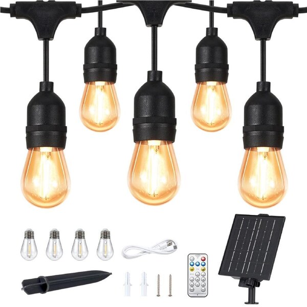 ZUNI 15M Solar Festoon Lights Outdoor Garden w/ 15+4 Shatterproof Bulbs