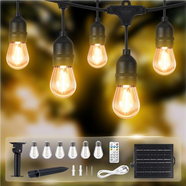 ZUNI 20M Solar Festoon Lights Outdoor Garden w/ 20+6 Shatterproof Bulbs