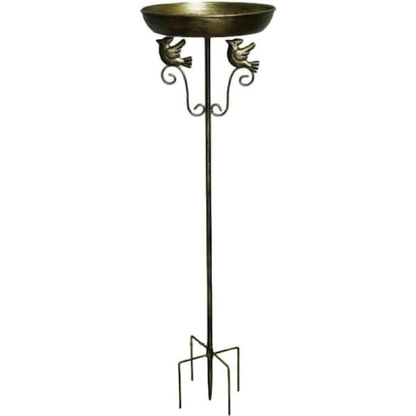 JOYBUY Iron Garden Bird Bath Feeder – Easy Install with Stake for Courtyard