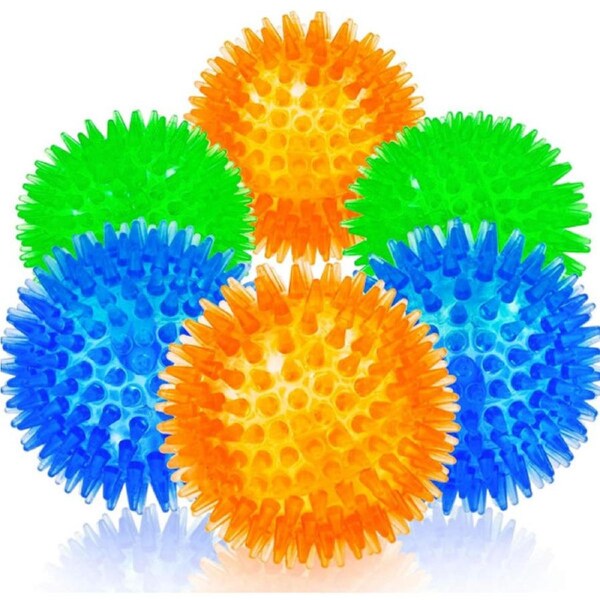 JOYBUY 6-Pack Rubber Spiked Balls – Squeaky Fetch Toys for Dogs