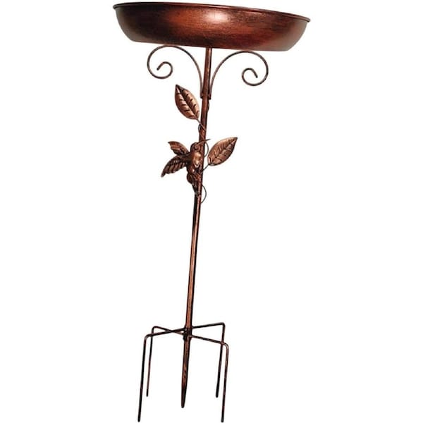 JOYBUY Metal Bird Bath & Feeder Stand – Freestanding Garden Decor for Patio & Lawn