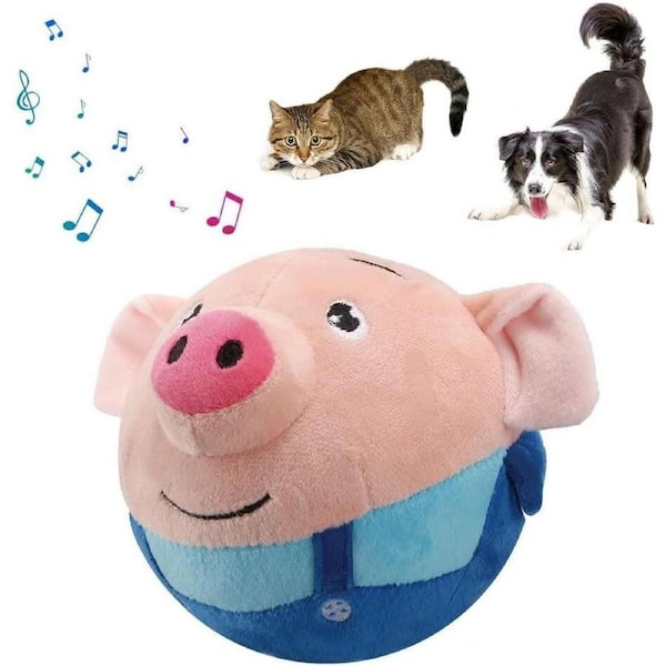JOYBUY Pink Pig Plush Dog Toy – Interactive Pet Toy with Bouncing Ball