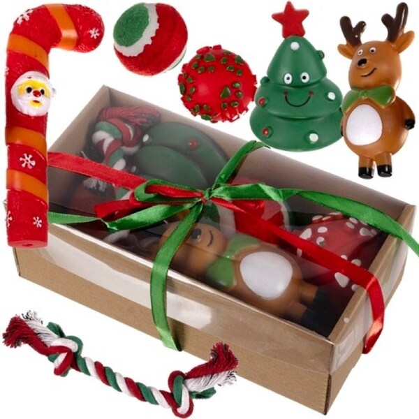 JOYBUY Dog Christmas Toys – 6pcs Holiday Gift Set for Dogs