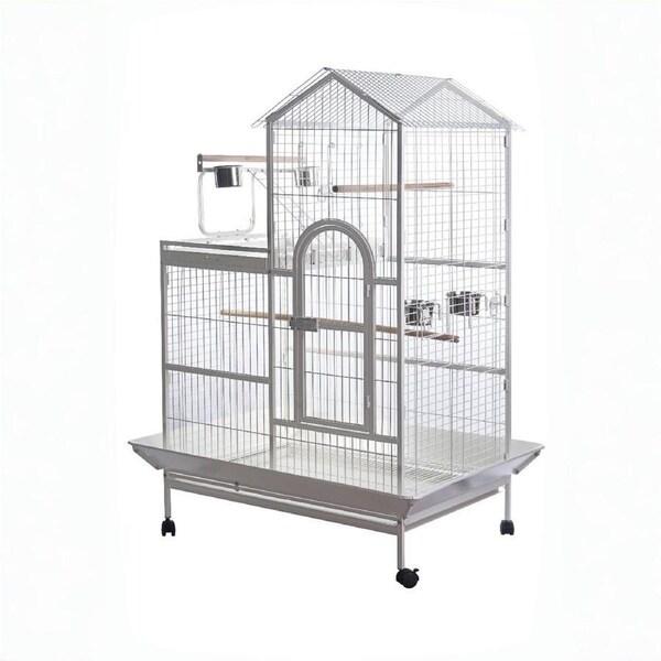 YES4PETS White 160cm XL Bird Cage Pet Parrot Aviary Perch Castor Wheels