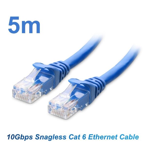 5m Cat 6 Ethernet Cable Blue, 10Gbps 550MHz High Speed Network LAN Patch Cord, Snagless RJ45 24AWG Bare Copper Wire for Router, PC, & PoE - VELORICA
