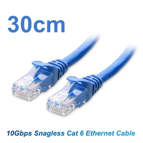 Cat6 PoE 10Gbps Ethernet Patch Cable 30cm, UL Certified 24AWG Pure Copper Short Cord, Snagless RJ45 for PC, Router, Camera, Switch, NAS - VELORICA