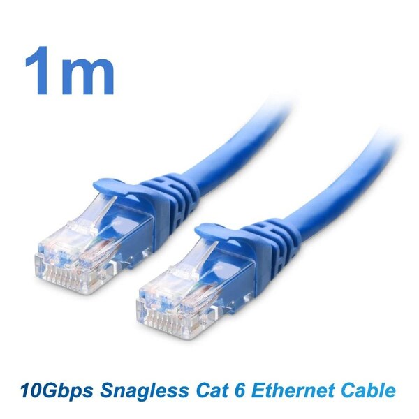 1m Cat 6 Ethernet Cable, 10Gbps 550MHz RJ45 Network Patch Cord, 24AWG Solid Bare Copper, Snagless LAN Wire for Router Modem PS5 PC Mac - VELORICA