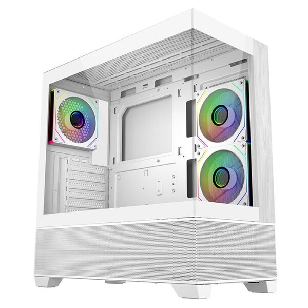 Cooler Master Elite 690 Wood ARGB ATX Case - White (E690-WHNN-S00)