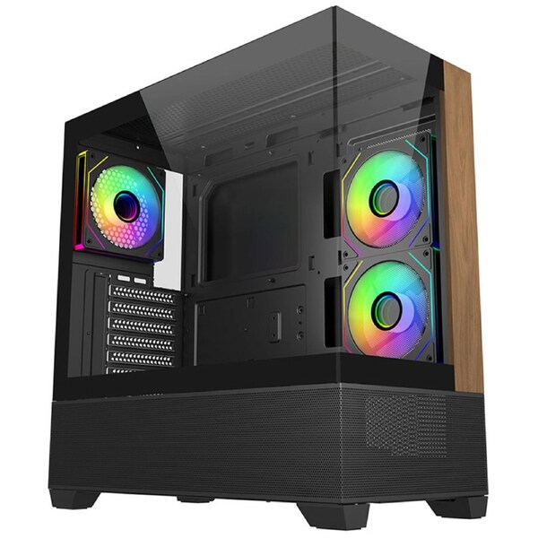 Cooler Master Elite 690 Wood ARGB ATX Case - Black (E690-KHNN-S00)