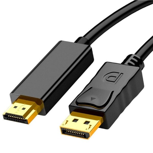 4K DisplayPort to HDMI Cable 1.8m, High-Speed DP to HDMI Adapter (1440P@60Hz, 1080P@120Hz) for Laptop, PC, NUC, Monitor, TV - VELORICA