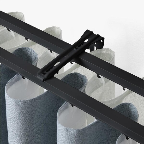 Cadence & Co. S-Fold Curtain Track Wall Mounted Double Bracket 3 Pack Black