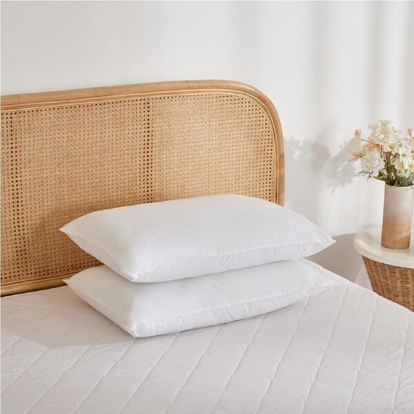 Dreamaker Cotton Cover Bamboo Blend Pillow Medium Profile Twin Pack