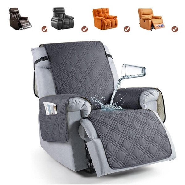 100% Waterproof Recliner Chair Cover Non Slip Recliner Covers for Recliner Chair Gray