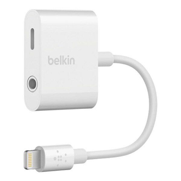 Belkin 3.5 mm Audio + Charge RockStar - White, MFi Certified, 3.5 mm AUX Port, 2 Years Warranty