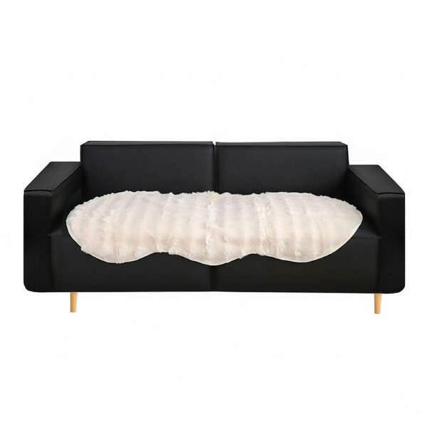 SOGA Four-seater White Faux Fur Throw Blanket 90x260cm Polyester