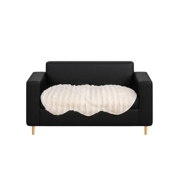 SOGA Two-seater White Faux Fur Throw Blanket 90x160cm Polyester