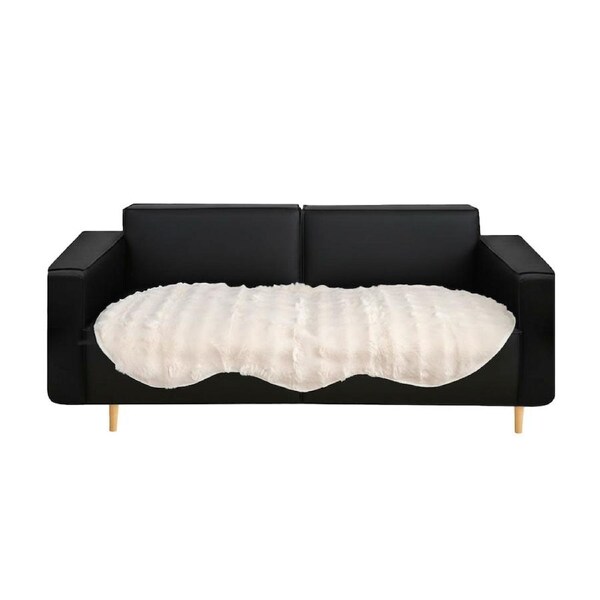 SOGA Four-seater Cream Faux Fur Throw Blanket 90x260cm Polyester