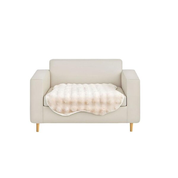 SOGA One-seater Cream Faux Fur Throw Blanket 90x90cm Polyester